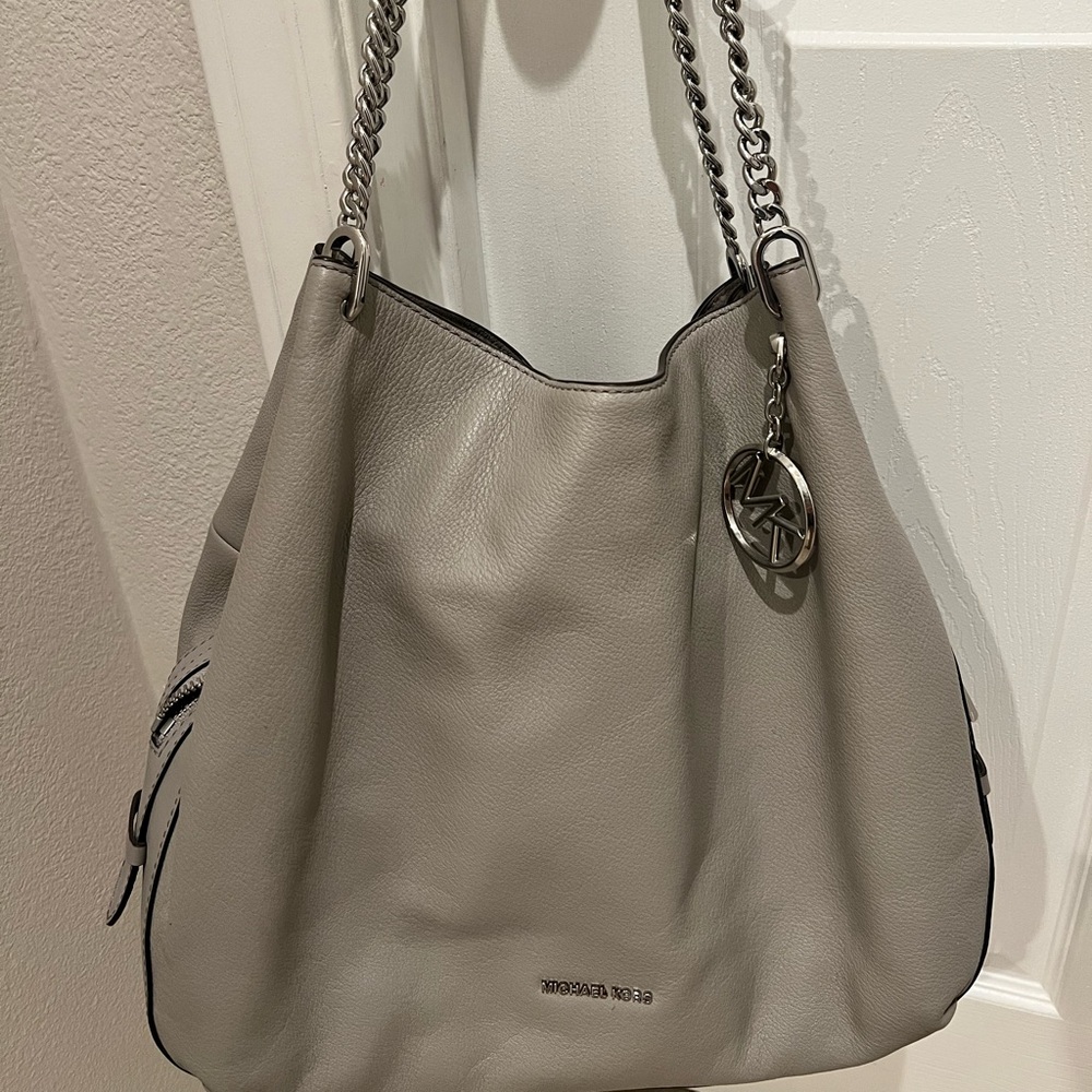 Michael Kors Gray Leather Shoulder Bag